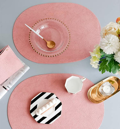 Reversible Oval Placemats Set of 4, Heat Resistant Non Slip Table Mat