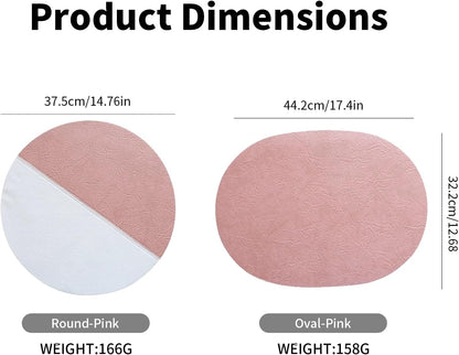 Reversible Oval Placemats Set of 4, Heat Resistant Non Slip Table Mat