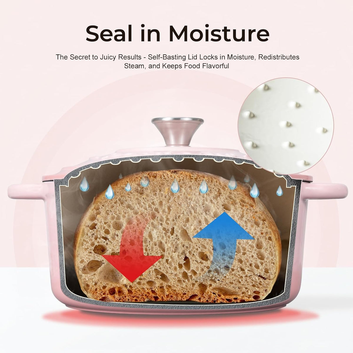 5.5QT Enameled Cast Iron Dutch Oven for Sourdough Bread Pink