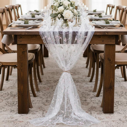 3 Pcs Flower Table Runner 10ft Embroidery Flower