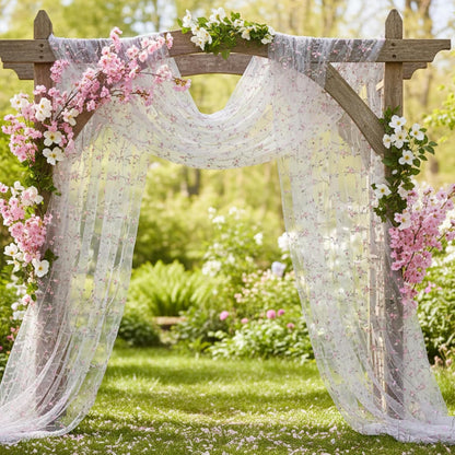 3 Pcs Flower Table Runner 10ft Embroidery Flower