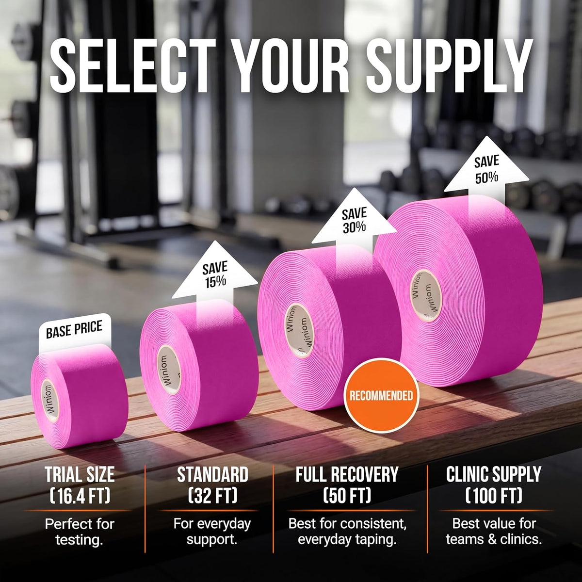 Kinesiology Tape - Waterproof Athletic Sports Tape for Knee, Shoulder, Arm & Back Support | 3-5 Day Adhesion, Hypoallergenic & Latex-Free + Taping Guide (Uncut, 2"x16.4ft Roll, Wild Pink)