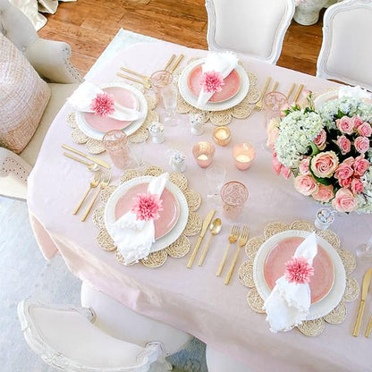 Farmhouse Flower Napkin Rings Set of 8, Faux Pink Dahlia Napkin Ring, Natural Serviette Buckles Holder for Gift,Table Decoration, Family Dinner, Union (Dahlia - Pink)