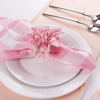 Farmhouse Flower Napkin Rings Set of 8, Faux Pink Dahlia Napkin Ring, Natural Serviette Buckles Holder for Gift,Table Decoration, Family Dinner, Union (Dahlia - Pink)