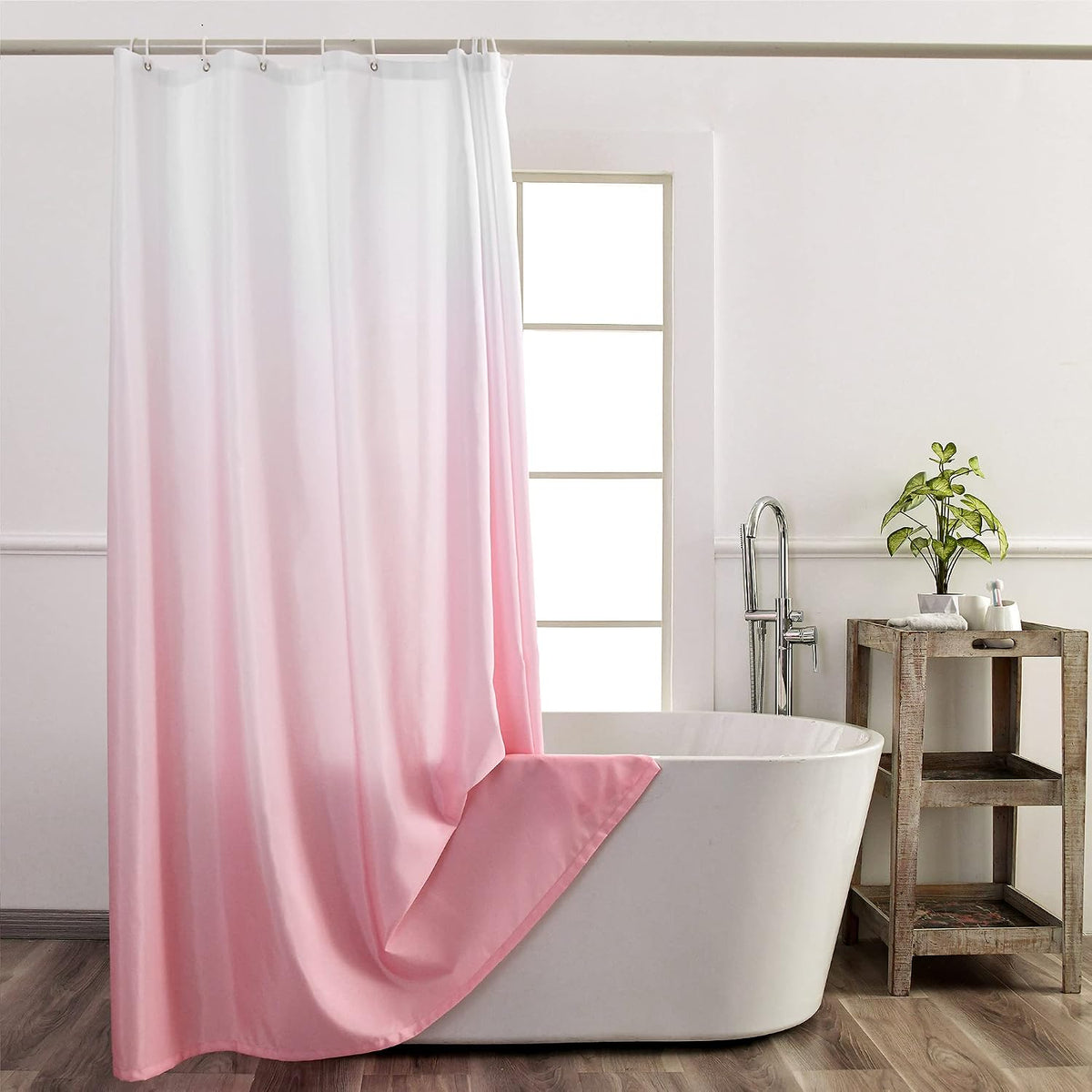 Pink Ombre Shower Curtain Set for Bathroom, 72" W x 72" L