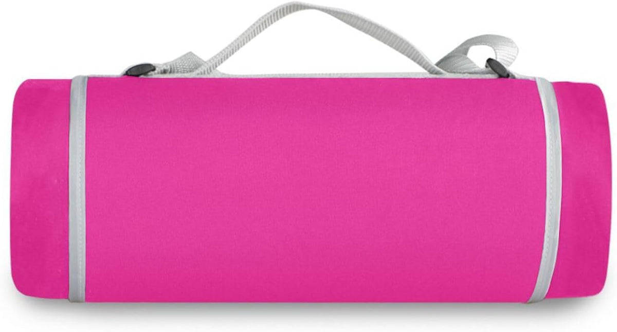 Round Outdoor Play Mat - Fits 2 Adults, Summer Accessories Water-Resistant Portable Picnic Blanket for Spring Summer Camping 58 in (Neon Pink)