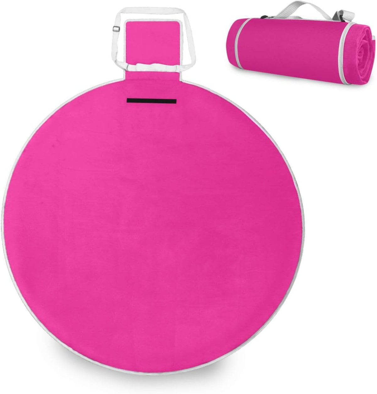 Round Outdoor Play Mat - Fits 2 Adults, Summer Accessories Water-Resistant Portable Picnic Blanket for Spring Summer Camping 58 in (Neon Pink)