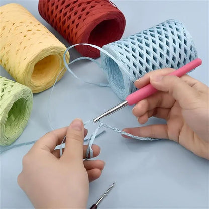 218yard Raffia Paper Craft Ribbon, Hand-Knitted Crocheting Raffia Ribbon Twine String for Crafts Packing Bouquet Decor - Peach