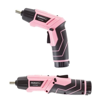 Pivoting Electric Screwdriver - 45-Piece Pink Tool Set - Cordless Power Tool with 3.6V Lithium Battery and LED Flashlights (Pink)