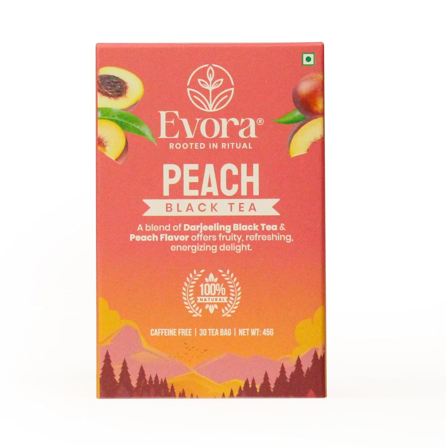 Peach Black Tea – Fruity & Energising High-Caffeine Black Tea |30 Double Chamber Teabags | Naturally Rich in Antioxidants | Refreshing Peach Flavour (30 BAGS)