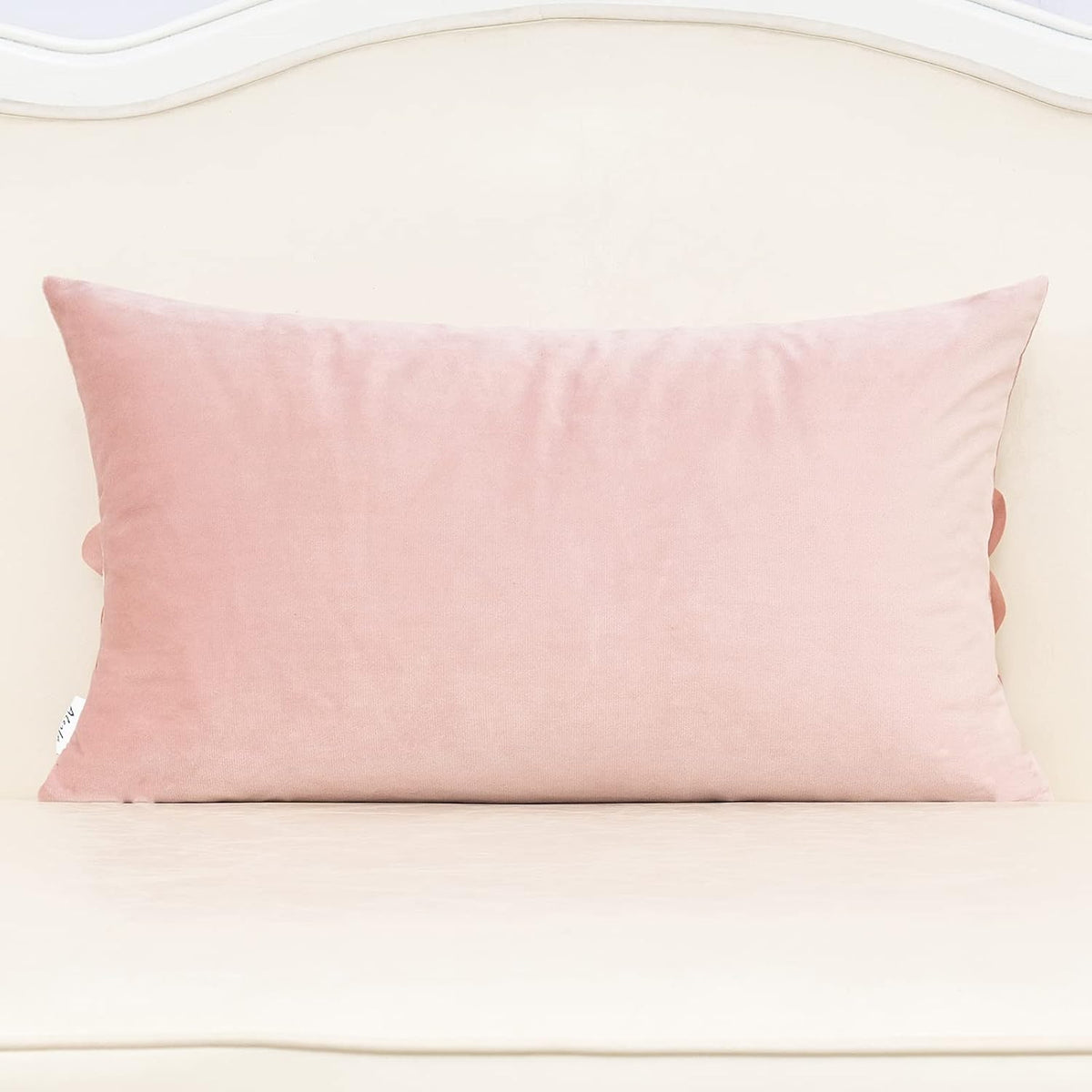 3D Flower Handmade Throw Pillow Cover Decorative Pink Velvet Pillowcase Cushion Cover with Hidden Zipper for Couch Bed Living Room Home Decor 12x20 Inches
