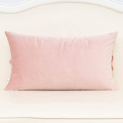 3D Flower Handmade Throw Pillow Cover Decorative Pink Velvet Pillowcase Cushion Cover with Hidden Zipper for Couch Bed Living Room Home Decor 12x20 Inches