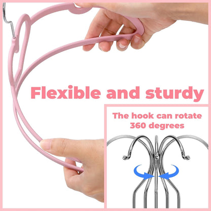 50 Pcs Pink & White Plastic Hangers, Cute Heart Slim Hanger with 360 Degree Swivel Hook, Strong Clothes Hangers with Stackable Hanging Design for Dress, Shirt, Coat
