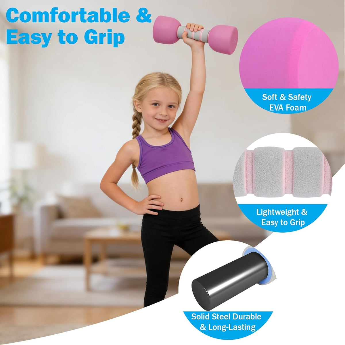 Kids Weight Set - A Pair of 2 Dumbbells for Toddler Childrens Exercise - Foam Dumbbell 1.5lbs Weights Workout Equipment