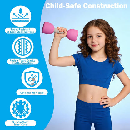 Kids Weight Set - A Pair of 2 Dumbbells for Toddler Childrens Exercise - Foam Dumbbell 1.5lbs Weights Workout Equipment