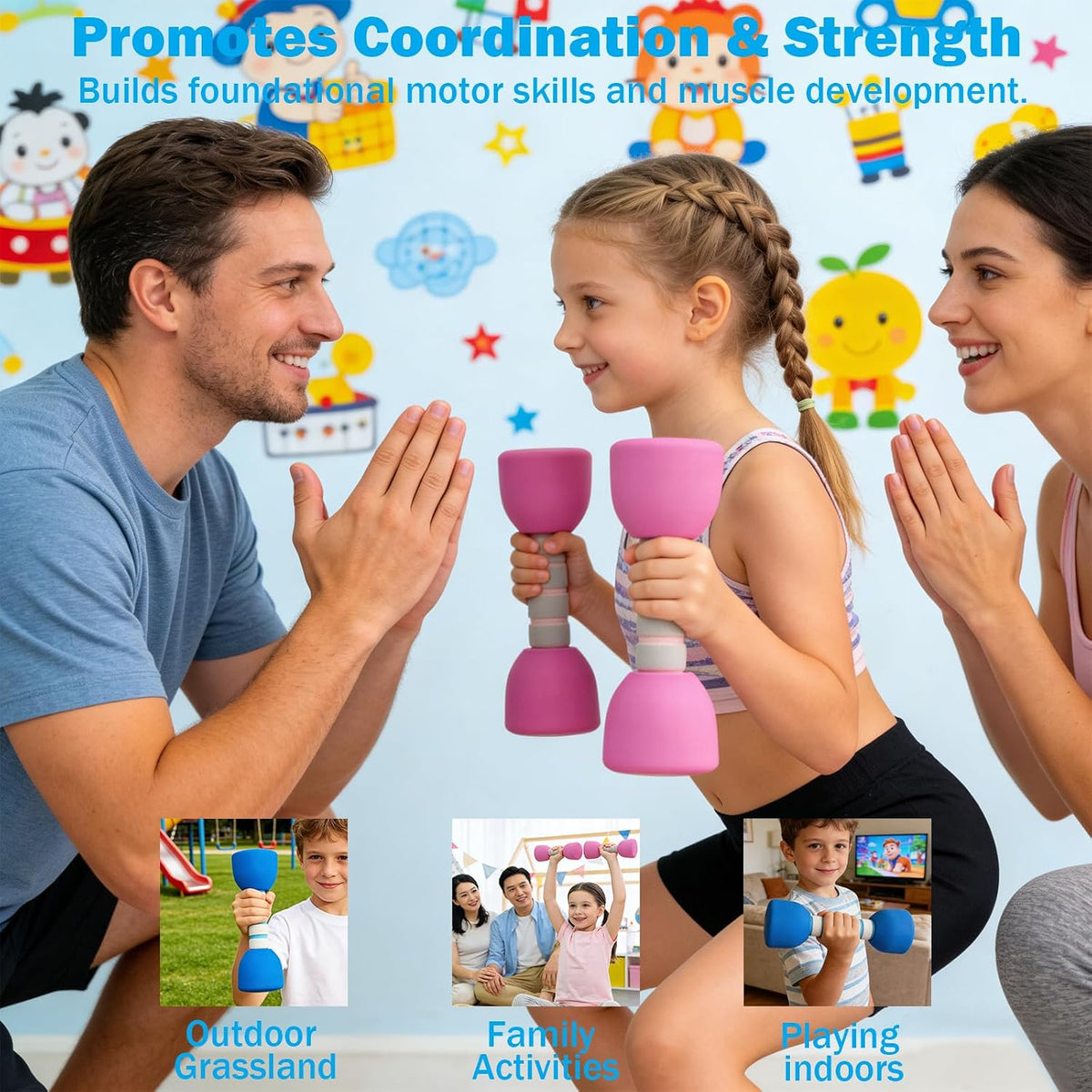 Kids Weight Set - A Pair of 2 Dumbbells for Toddler Childrens Exercise - Foam Dumbbell 1.5lbs Weights Workout Equipment