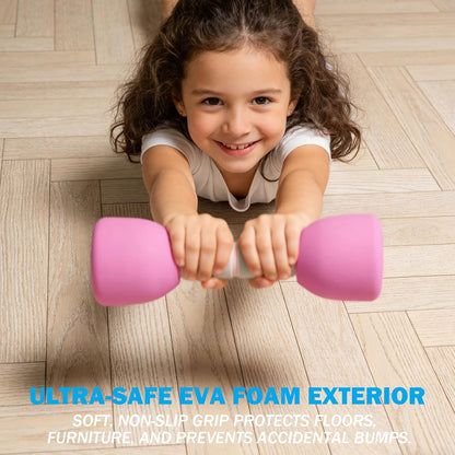 Kids Weight Set - A Pair of 2 Dumbbells for Toddler Childrens Exercise - Foam Dumbbell 1.5lbs Weights Workout Equipment
