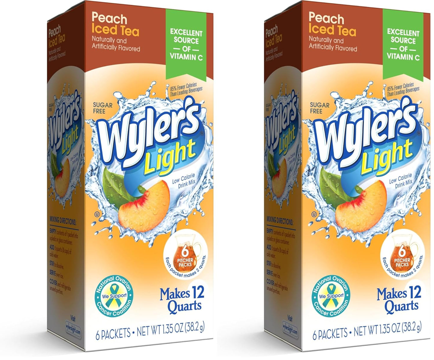 Pitcher Packs, Water Drink Mix,Peach Iced Tea,6 Pitcher Packets (Pack of 2)