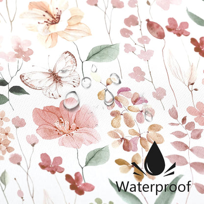 Coral Pink Cute Floral Botanical Fabric Shower Curtains for Bathroom 72x72