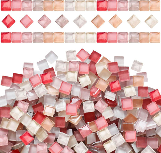 1200pcs Pink Mix Crystal Glass Mosaic Tiles – 0.4 Inch Square Bulk Mosaic Supplies for Crafts & DIY Projects
