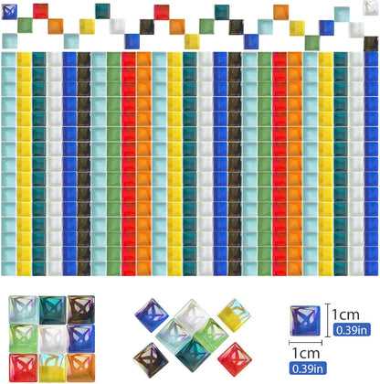 1200pcs Pink Mix Crystal Glass Mosaic Tiles – 0.4 Inch Square Bulk Mosaic Supplies for Crafts & DIY Projects