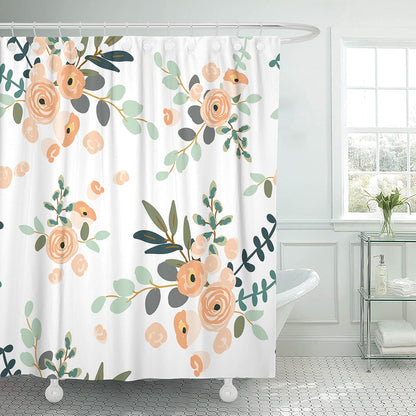 Shower Curtain, for Bathroom Decor 72 x 72 Inch, Floral Rose Peach