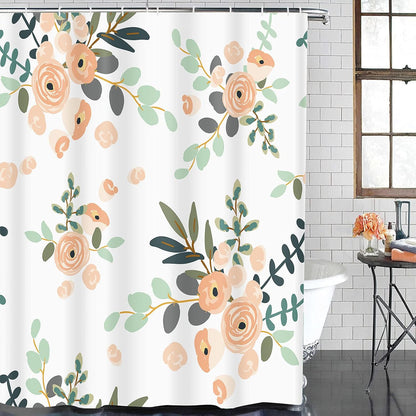 Shower Curtain, for Bathroom Decor 72 x 72 Inch, Floral Rose Peach
