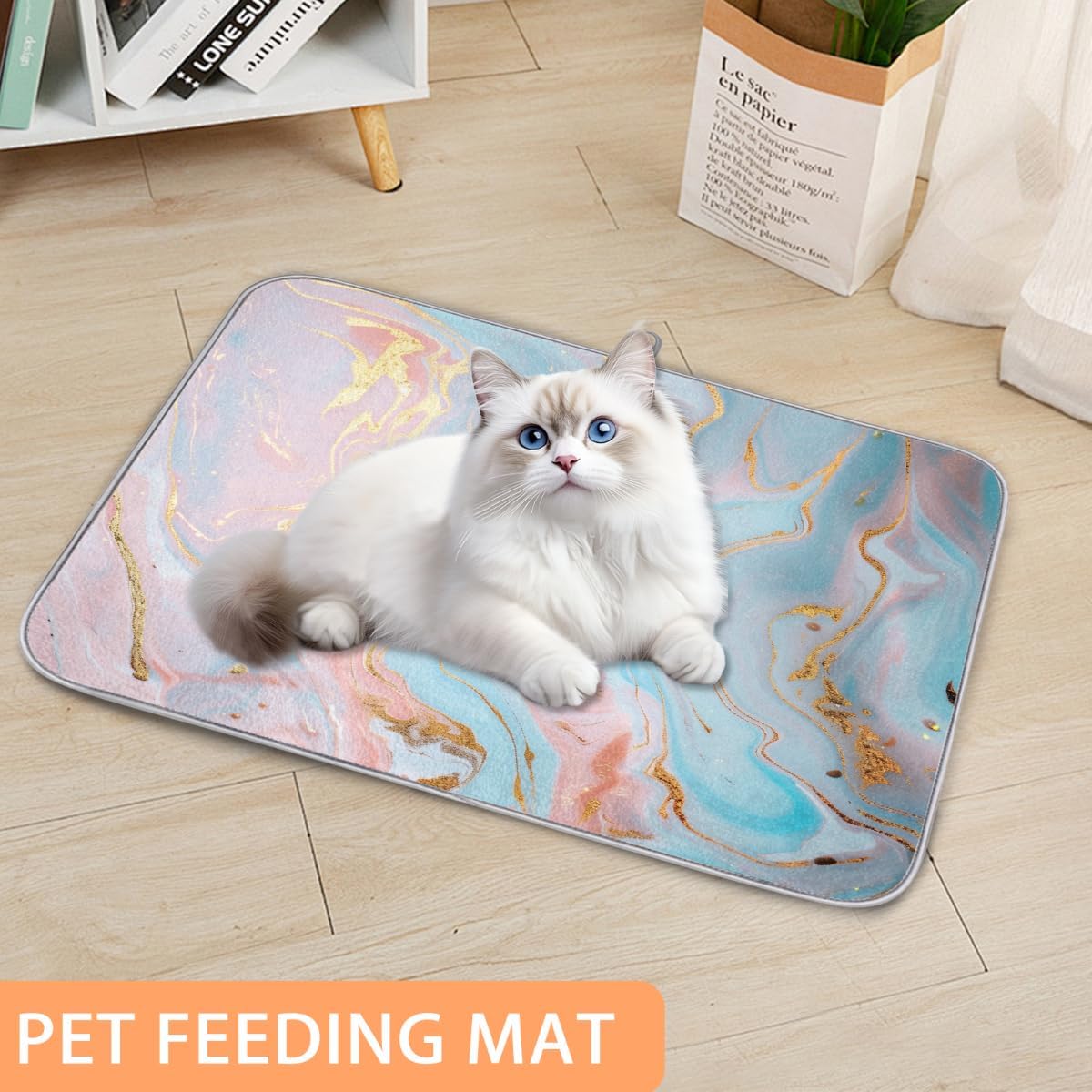 Light Blue Pink Gold Marble Dish Drying Mat, 18"x24", Absorbent Drying Mat for Kitchen Counter, Dish Drying Pad for Dishes Utensils Pots and Pans