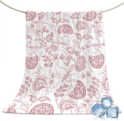 40"x60" Lap Cooling Blanket Pink Floral Ice Silk Lightweight Breathable Soft Summer Blanket for Hot Sleepers Couch Bed Sofa Camping Farmhouse