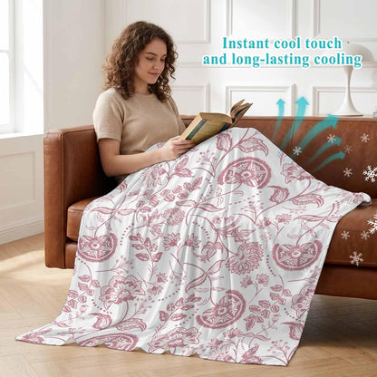 40"x60" Lap Cooling Blanket Pink Floral Ice Silk Lightweight Breathable Soft Summer Blanket for Hot Sleepers Couch Bed Sofa Camping Farmhouse
