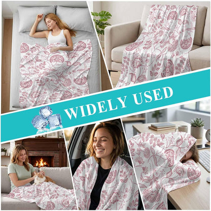 40"x60" Lap Cooling Blanket Pink Floral Ice Silk Lightweight Breathable Soft Summer Blanket for Hot Sleepers Couch Bed Sofa Camping Farmhouse