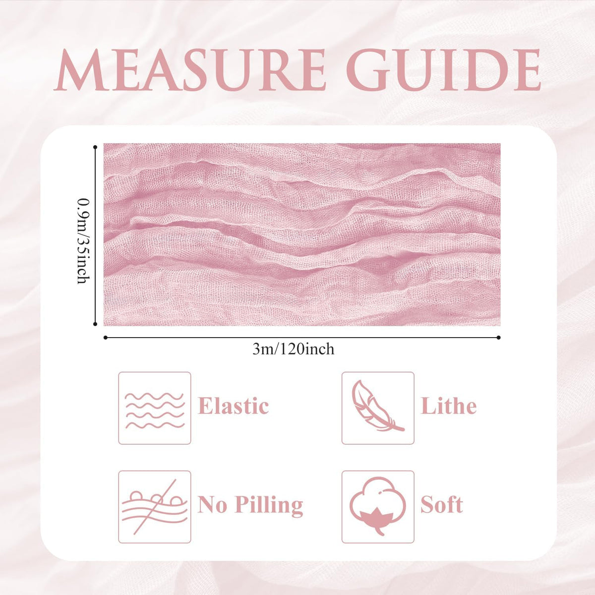 Cheesecloth Table Runner 10FT Blushing Pink Boho Gauze Sheer Runners