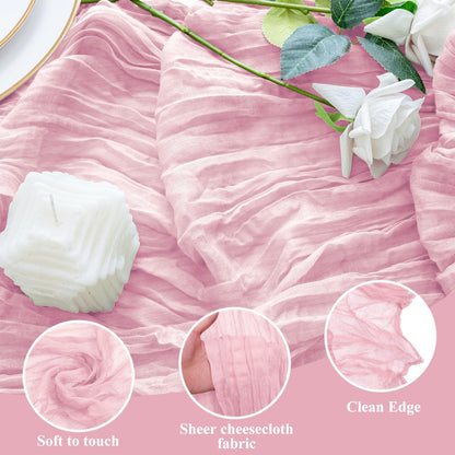 Cheesecloth Table Runner 10FT Blushing Pink Boho Gauze Sheer Runners