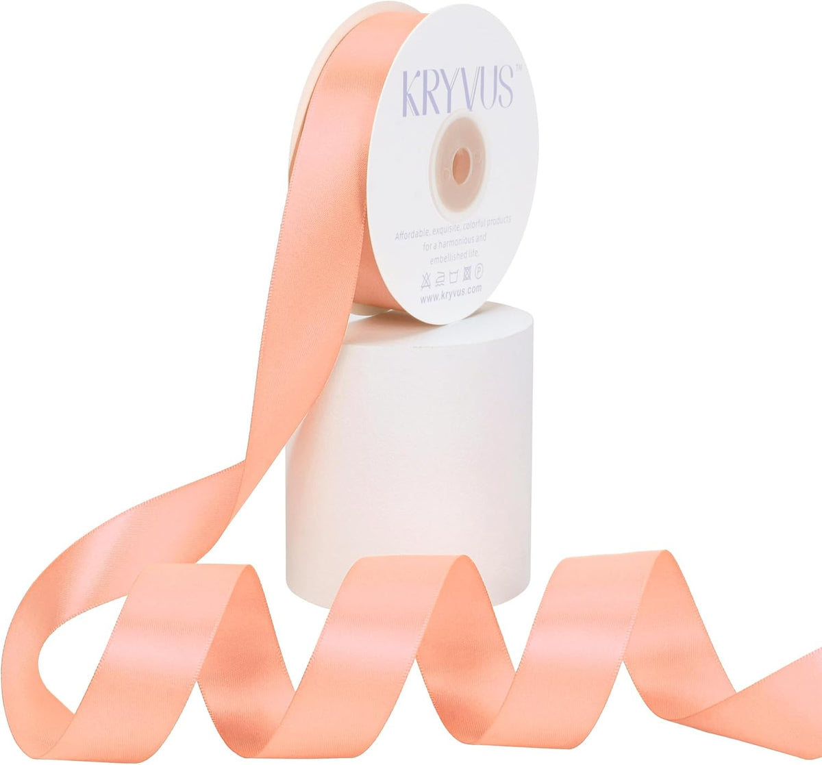 Premium Peach Satin Ribbon, 1 Inch X 25 Yards, Double Faced, Perfect for Gift Wrapping, Crafts, Wedding Decor