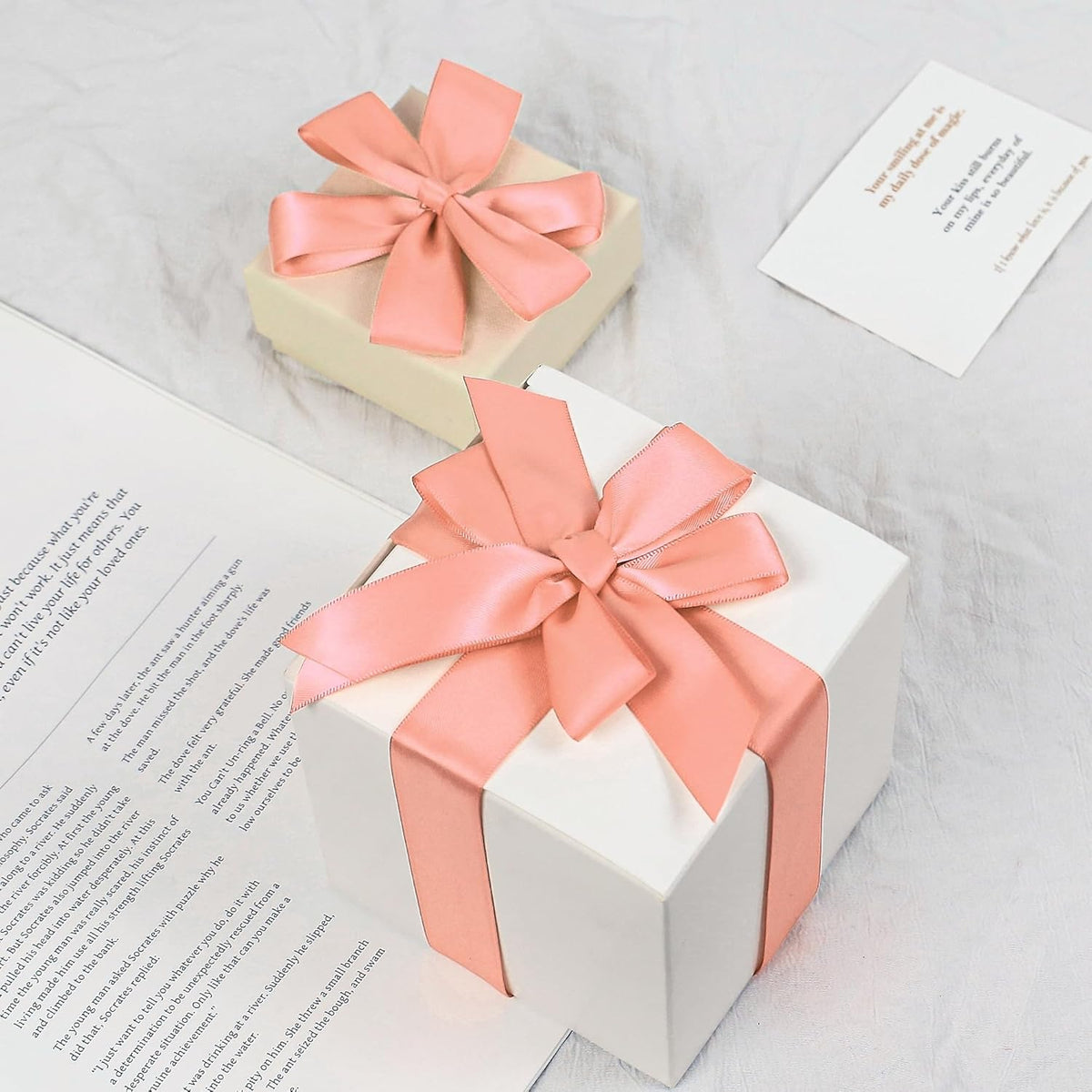 Premium Peach Satin Ribbon, 1 Inch X 25 Yards, Double Faced, Perfect for Gift Wrapping, Crafts, Wedding Decor