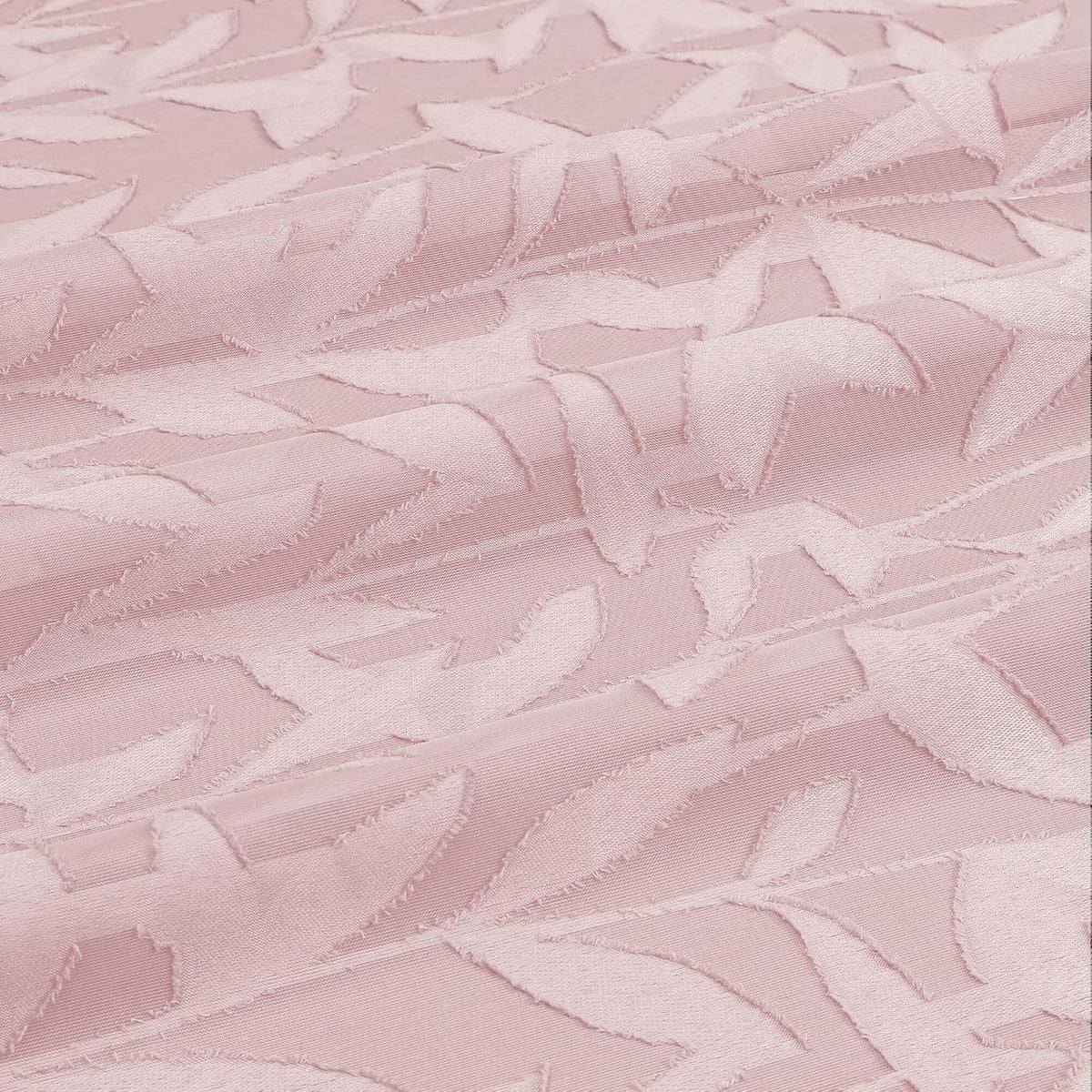 Leyna 14 Inch Blush Pink Valance for Windows 2 PCS Sheer Curtains, Jacquard Leaves Textured Small Kitchen Valances Curtain for Living Room Bedroom, Modern Rod Pocket Drapes, 40Wx14L Inch
