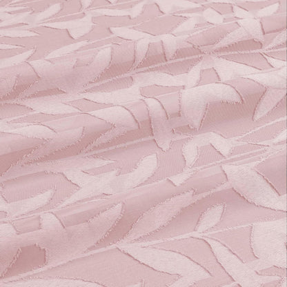Leyna 14 Inch Blush Pink Valance for Windows 2 PCS Sheer Curtains, Jacquard Leaves Textured Small Kitchen Valances Curtain for Living Room Bedroom, Modern Rod Pocket Drapes, 40Wx14L Inch