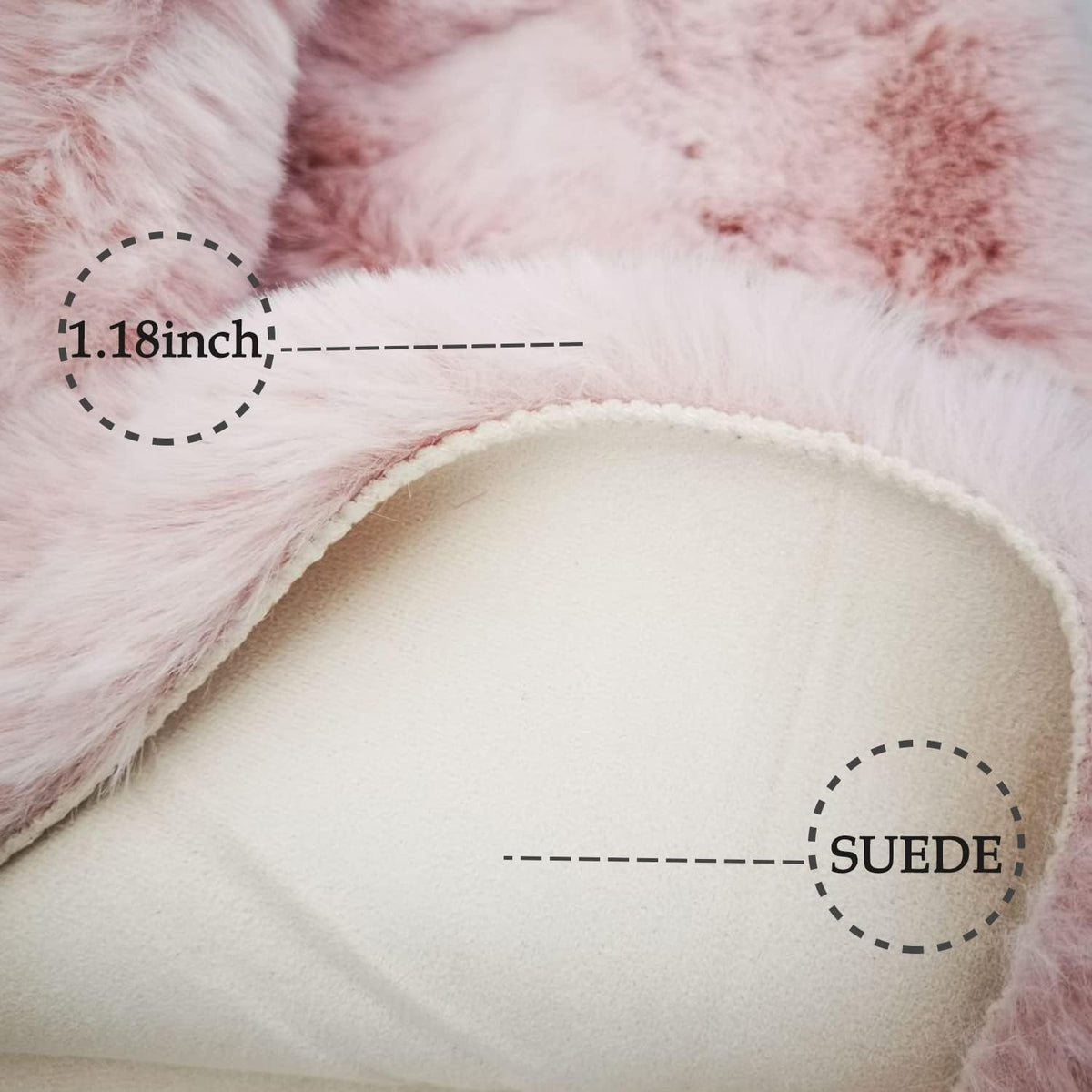 Ultra Soft Faux Rabbit Fur Rug 2x3, Machine Washable Area Rugs for Bedroom Fluffy Rugs for Living Room, no-Shedding Carpet Sheepskin Rug Pink