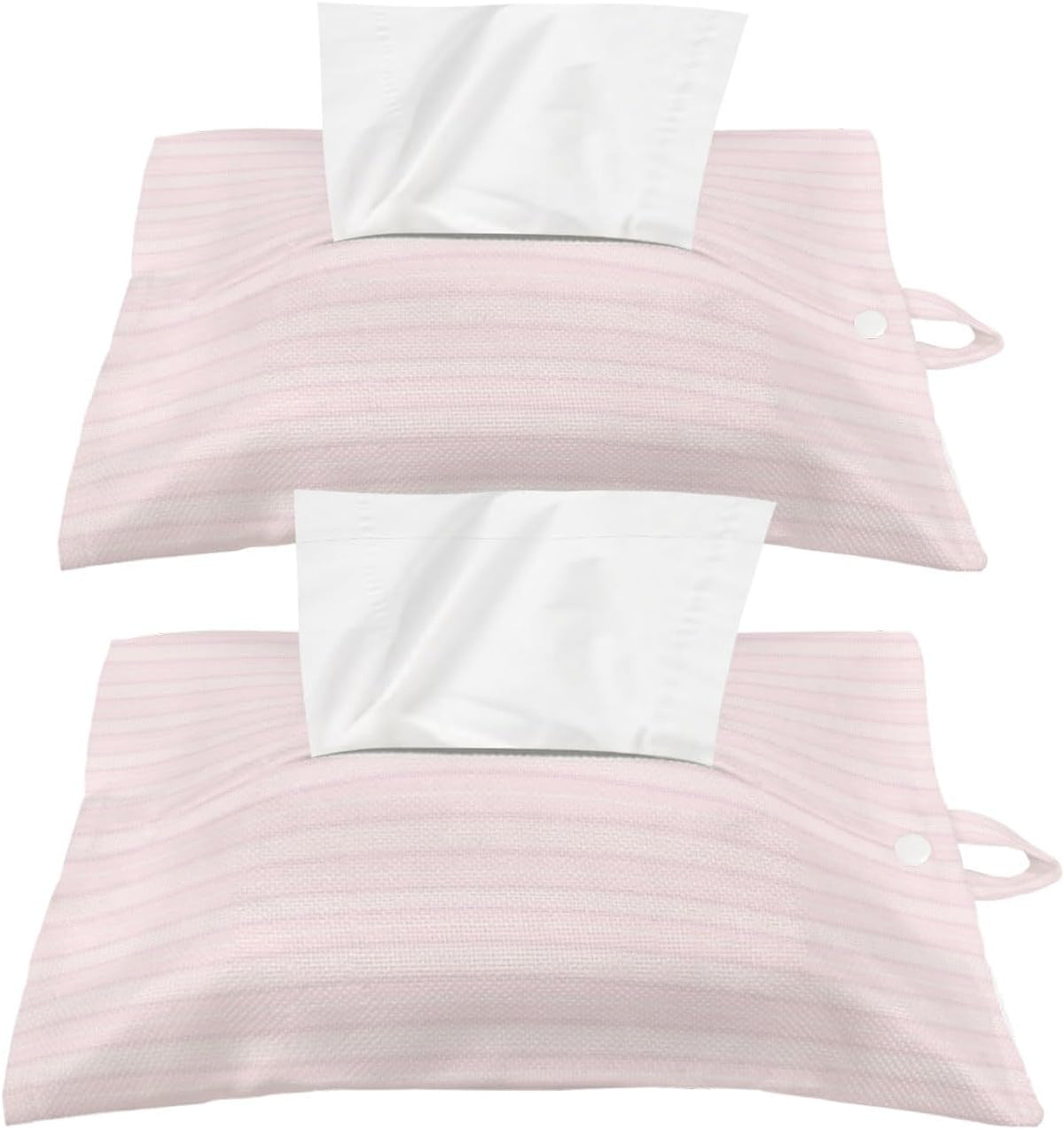 Tissues Box Cover Pink White Pinstripes Tissue Holder with Hanging Linen Organizer Dispenser Modern Lines Vertical Stripes Tissues Box Covers Rectangle for Bathroom Toilet Car Kitchen Tabletop 2 PCS