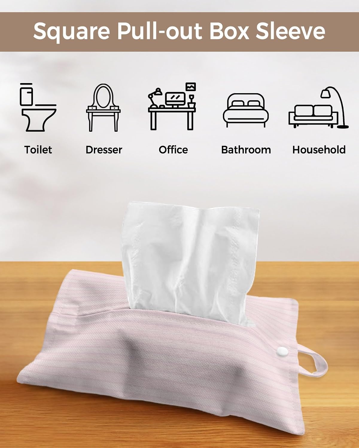 Tissues Box Cover Pink White Pinstripes Tissue Holder with Hanging Linen Organizer Dispenser Modern Lines Vertical Stripes Tissues Box Covers Rectangle for Bathroom Toilet Car Kitchen Tabletop 2 PCS
