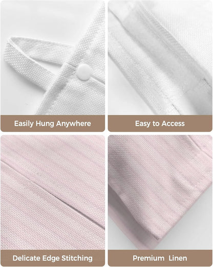Tissues Box Cover Pink White Pinstripes Tissue Holder with Hanging Linen Organizer Dispenser Modern Lines Vertical Stripes Tissues Box Covers Rectangle for Bathroom Toilet Car Kitchen Tabletop 2 PCS