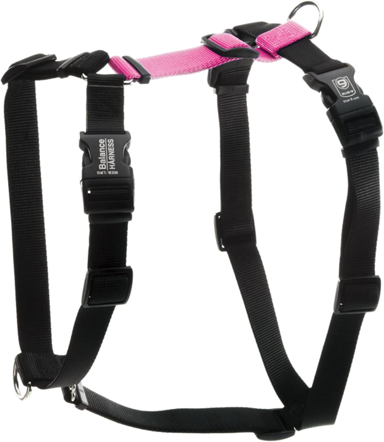 Blue-9 Buckle-Neck Balance Harness, Fully Customizable Fit No-Pull Harness, Ideal for Dog Training and Obedience, Made in The USA, Hot Pink, Small