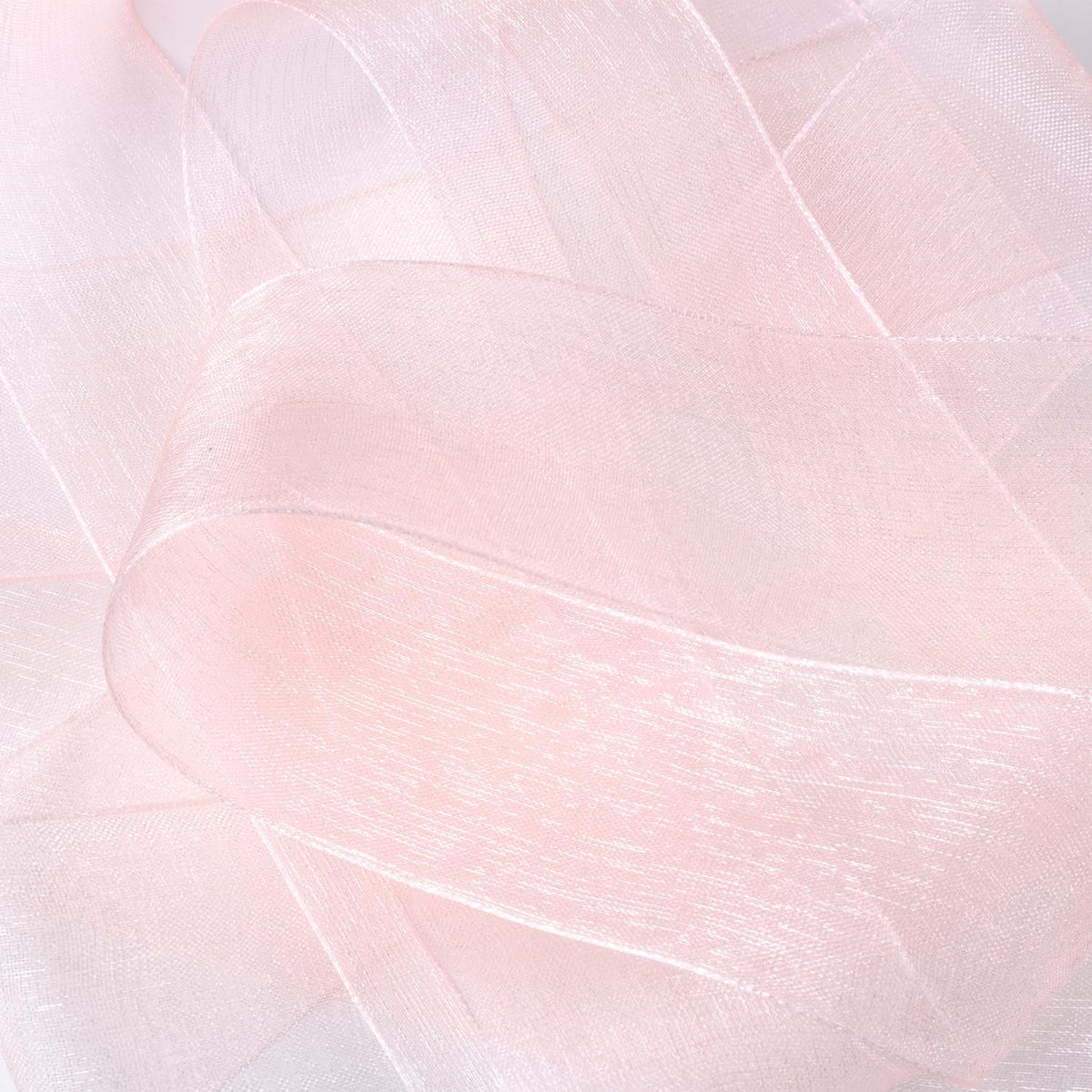 Blush Organza Sheer Ribbon 1.5" x 100 Yards, Blush Pink Ribbon Pink Chiffon Tulle Clear Fabric Ribbon for Gift Wrapping Christmas Wedding Flower Bouquet Hair Bows Crafts