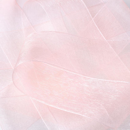 Blush Organza Sheer Ribbon 1.5" x 100 Yards, Blush Pink Ribbon Pink Chiffon Tulle Clear Fabric Ribbon for Gift Wrapping Christmas Wedding Flower Bouquet Hair Bows Crafts
