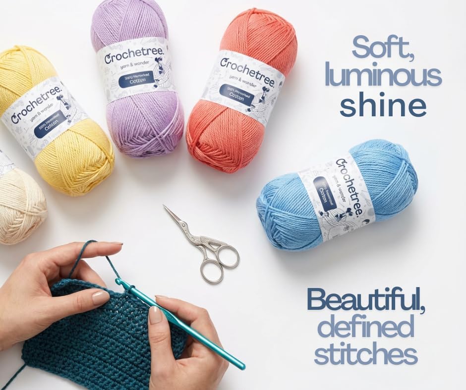Premium Mercerized Cotton Yarn for Crochet & Knitting – Fingering Weight 4-Ply, 50g (1.76 oz) / 125 m (136 yds), High-Gloss, Anti-Splitting, Fade-Resistant Cotton (Pink Shades)