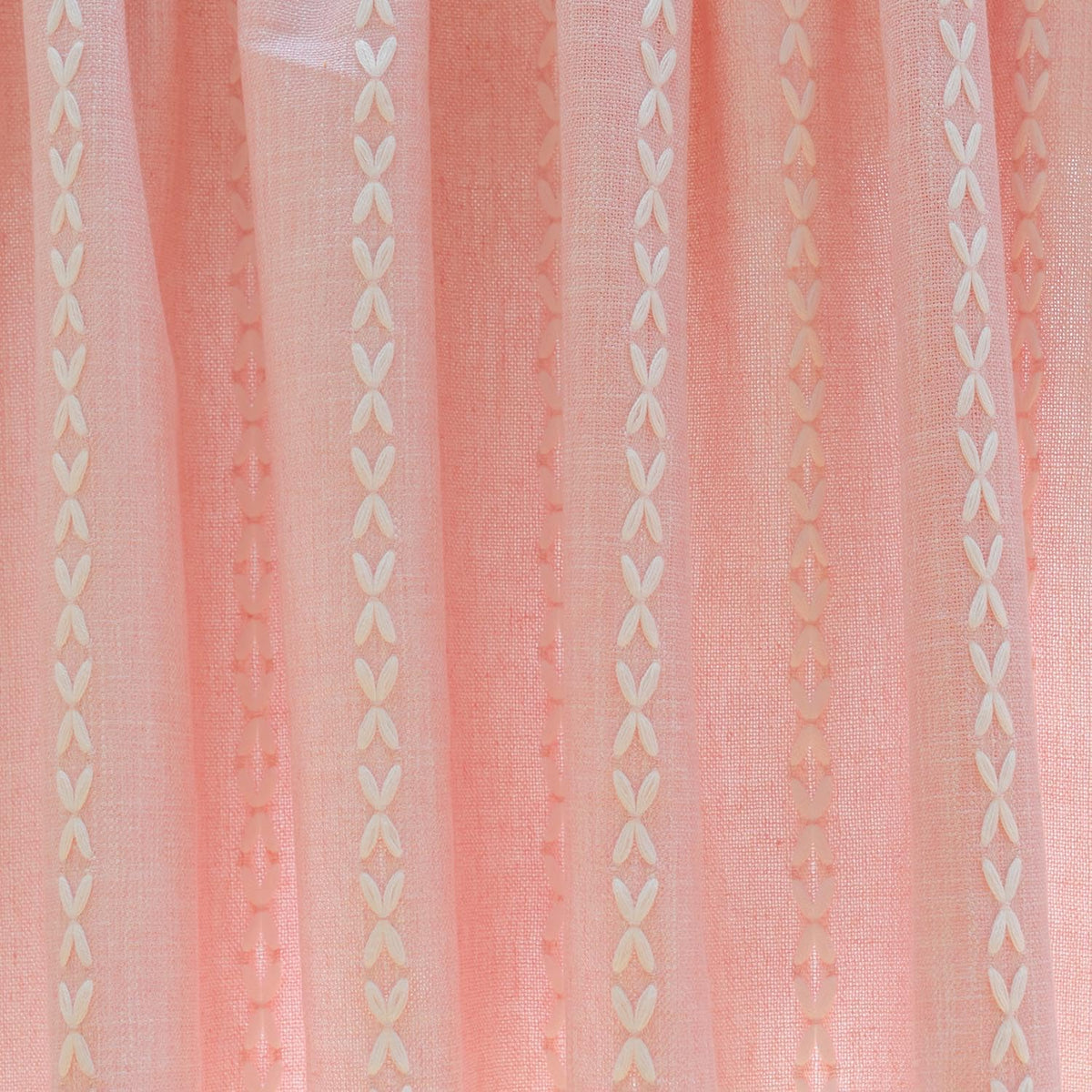 Pink Farmhouse Boho Curtains - 1 Panel Bohemian Short Cafe Window Curtains with Tassels, Semi Blackout Striped Tier and Valance for Kitchen Bathroom, Rod Pocket, Pink, 52" W x 18" L