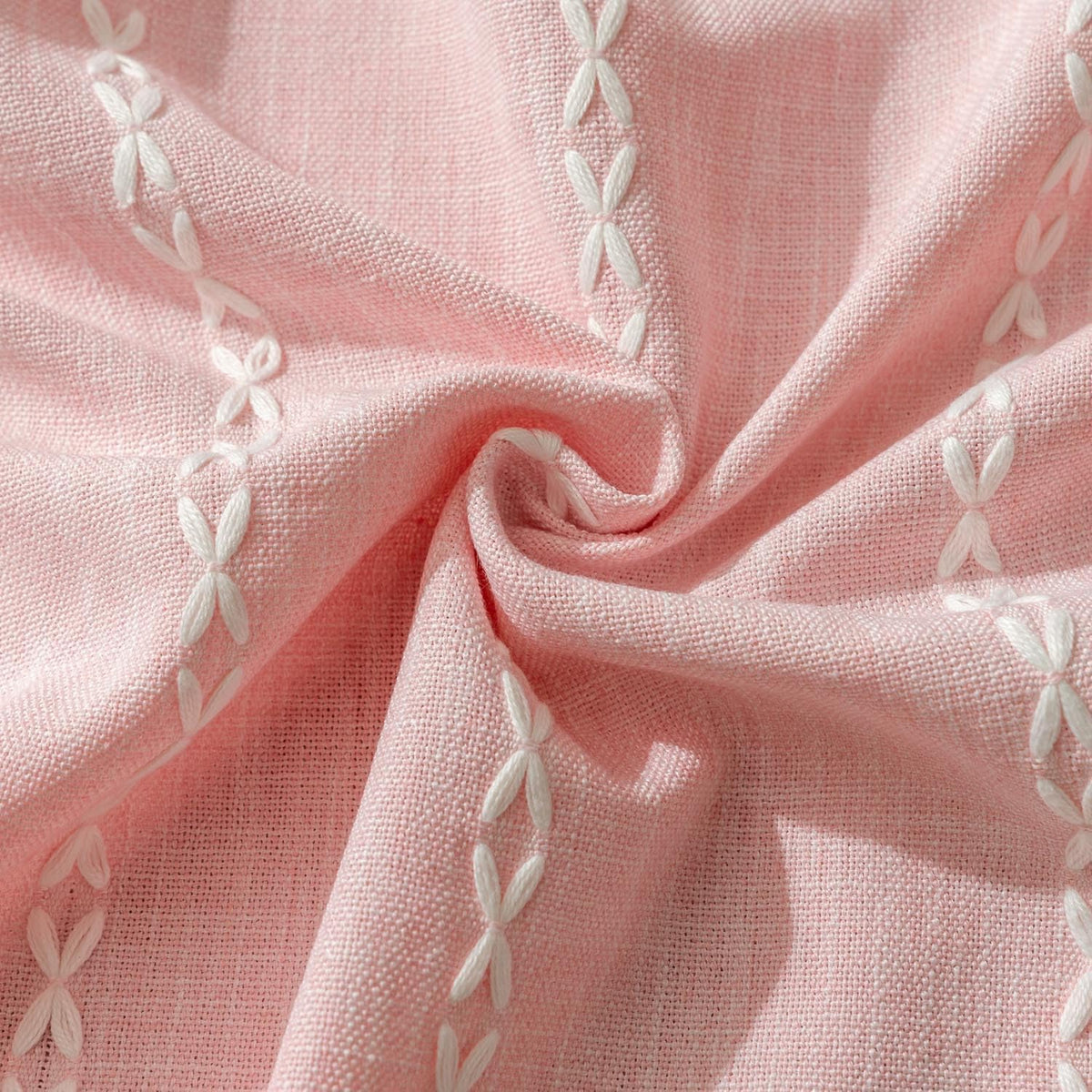 Pink Farmhouse Boho Curtains - 1 Panel Bohemian Short Cafe Window Curtains with Tassels, Semi Blackout Striped Tier and Valance for Kitchen Bathroom, Rod Pocket, Pink, 52" W x 18" L