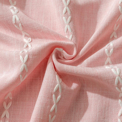 Pink Farmhouse Boho Curtains - 1 Panel Bohemian Short Cafe Window Curtains with Tassels, Semi Blackout Striped Tier and Valance for Kitchen Bathroom, Rod Pocket, Pink, 52" W x 18" L