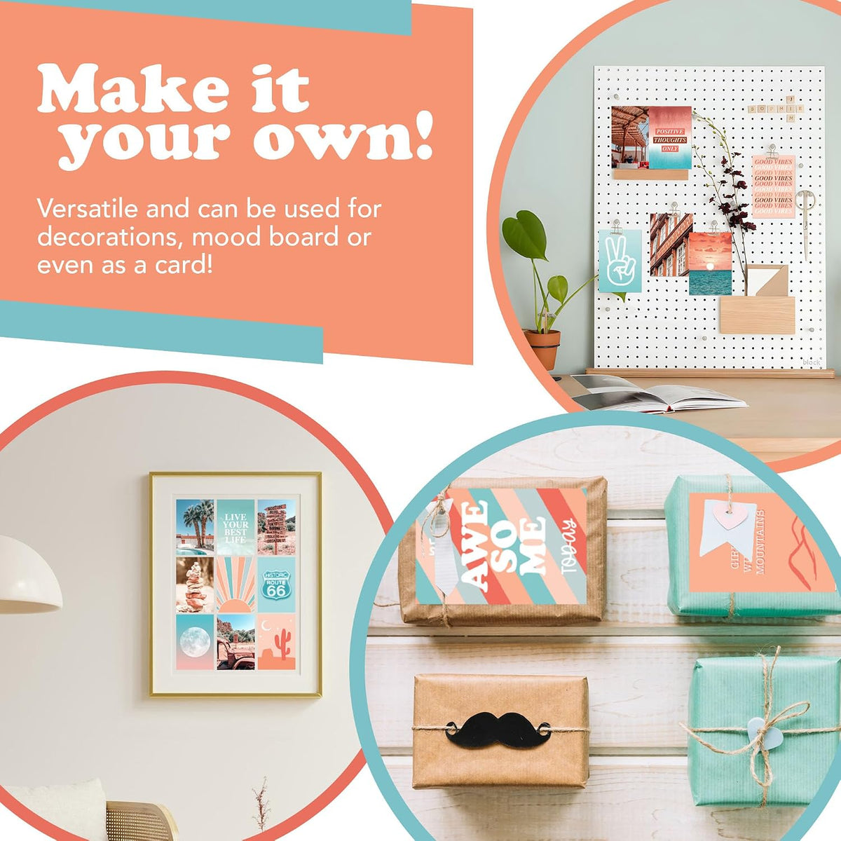 Peach Wall Collage Kit, Preppy Room Decor Aesthetic Pictures Wall Decor, Cute Picture Collage, Preppy Pictures for Wall, Teen Girls Room Decor, Cute BedroomWall Decor, 50 Set 4x6 in