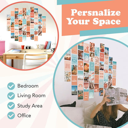 Peach Wall Collage Kit, Preppy Room Decor Aesthetic Pictures Wall Decor, Cute Picture Collage, Preppy Pictures for Wall, Teen Girls Room Decor, Cute BedroomWall Decor, 50 Set 4x6 in